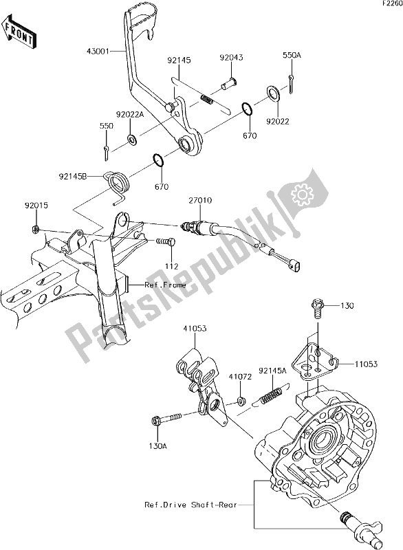 Tutte le parti per il 42 Brake Pedal del Kawasaki KVF 750 Brute Force 4X4 I 2018