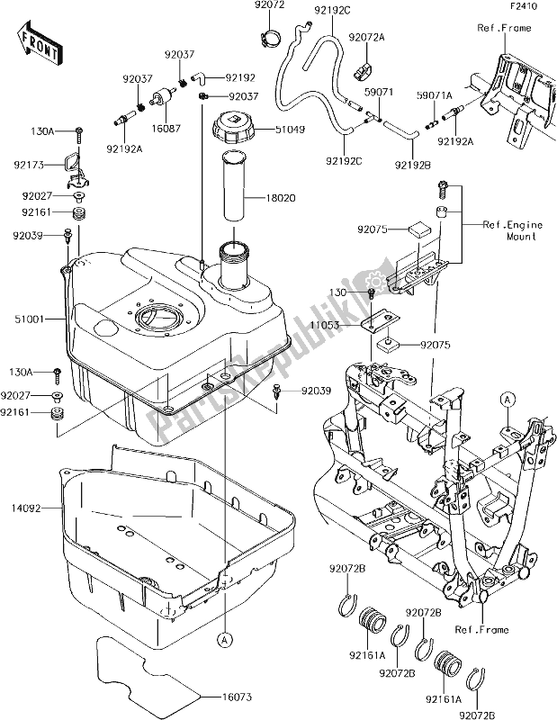 Tutte le parti per il 47 Fuel Tank del Kawasaki KVF 750 Brute Force 4X4 I 2018