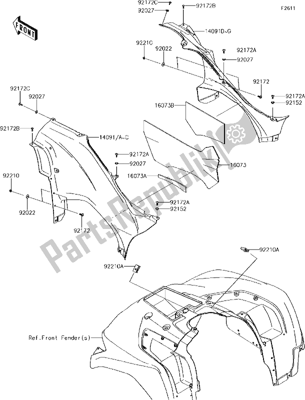 Tutte le parti per il 52 Side Covers del Kawasaki KVF 750 Brute Force 4X4 I 2018