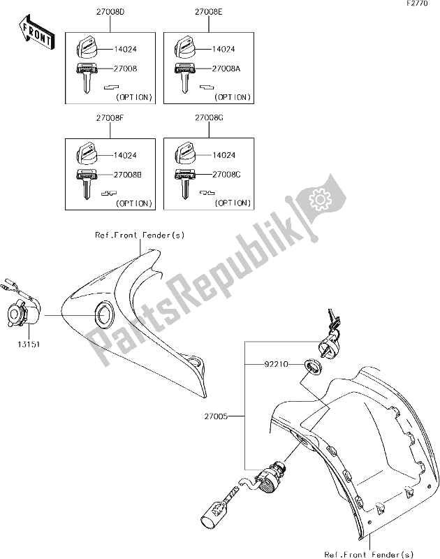 Tutte le parti per il 57 Ignition Switch del Kawasaki KVF 750 Brute Force 4X4 I 2018