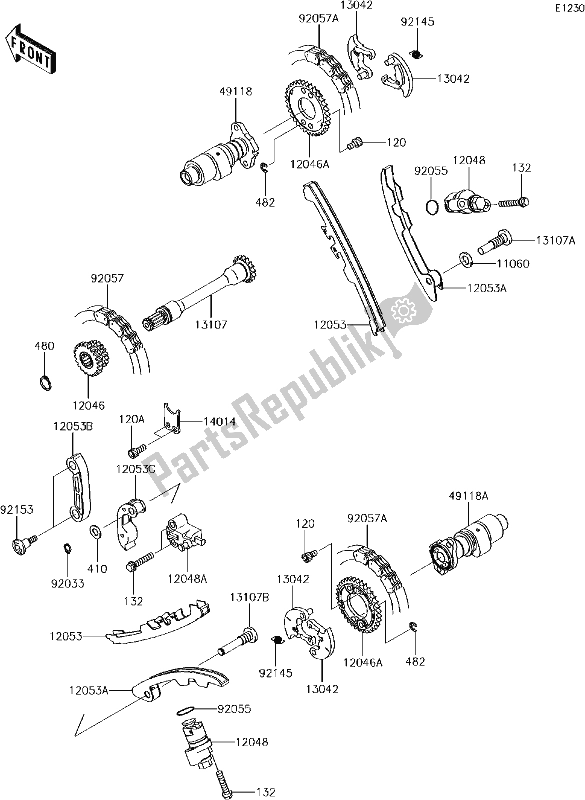 Tutte le parti per il 6 Camshaft(s)/tensioner del Kawasaki KVF 750 Brute Force 4X4 I 2018