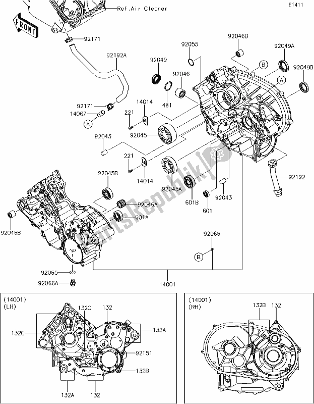 All parts for the 13 Crankcase of the Kawasaki KVF 750 Brute Force 4X4I Camo 2017