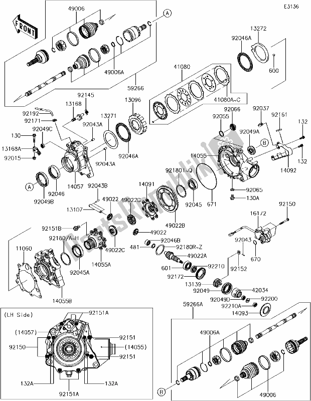 All parts for the 25-1drive Shaft-front of the Kawasaki KVF 750 Brute Force 4X4I Camo 2017