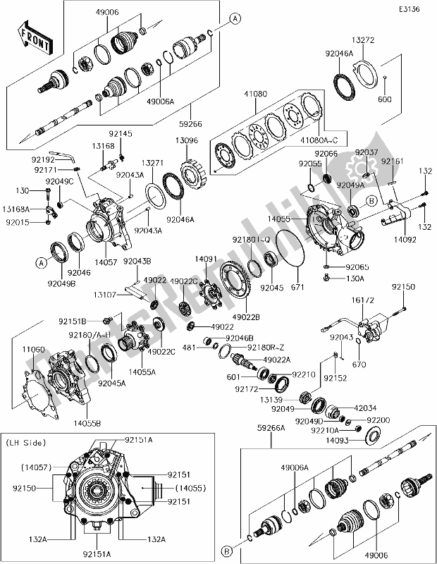 Toutes les pièces pour le 25 Drive Shaft-front du Kawasaki KVF 750 Brute Force 4X4I Camo 2017