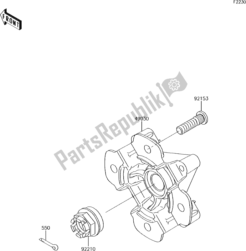 All parts for the 40 Front Hub of the Kawasaki KVF 750 Brute Force 4X4I Camo 2017