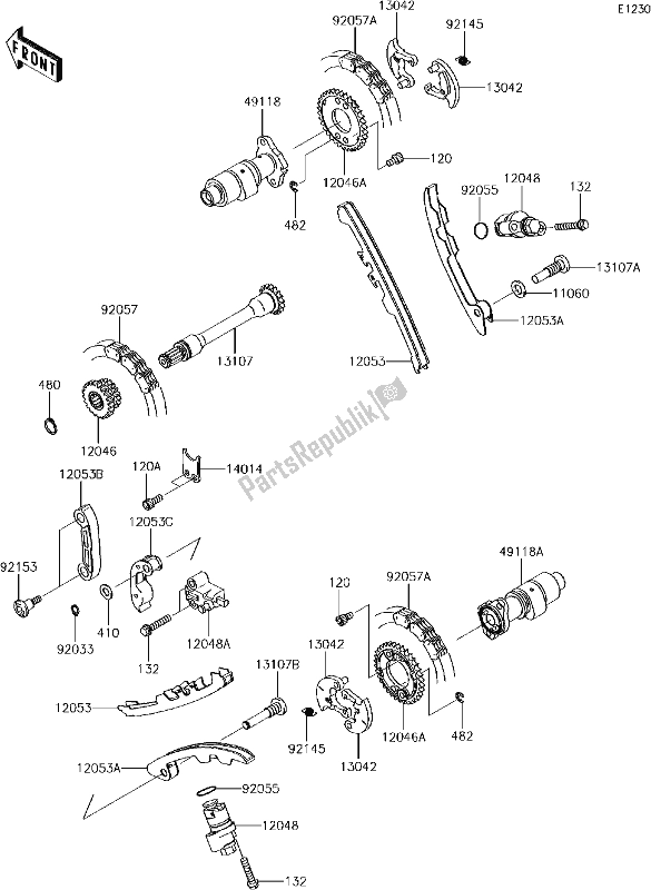 All parts for the 6 Camshaft(s)/tensioner of the Kawasaki KVF 750 Brute Force 4X4I Camo 2017