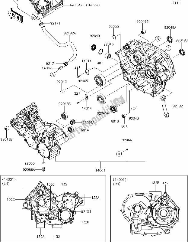 Wszystkie części do 13 Crankcase Kawasaki KVF 750 Brute Force 4X4I Camo 2018