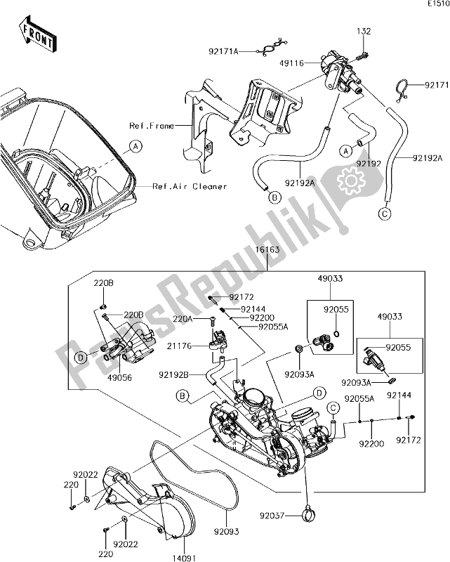 Tutte le parti per il 15 Throttle del Kawasaki KVF 750 Brute Force 4X4I Camo 2018