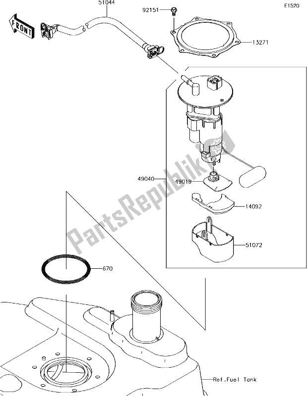 All parts for the 16 Fuel Pump of the Kawasaki KVF 750 Brute Force 4X4I Camo 2018