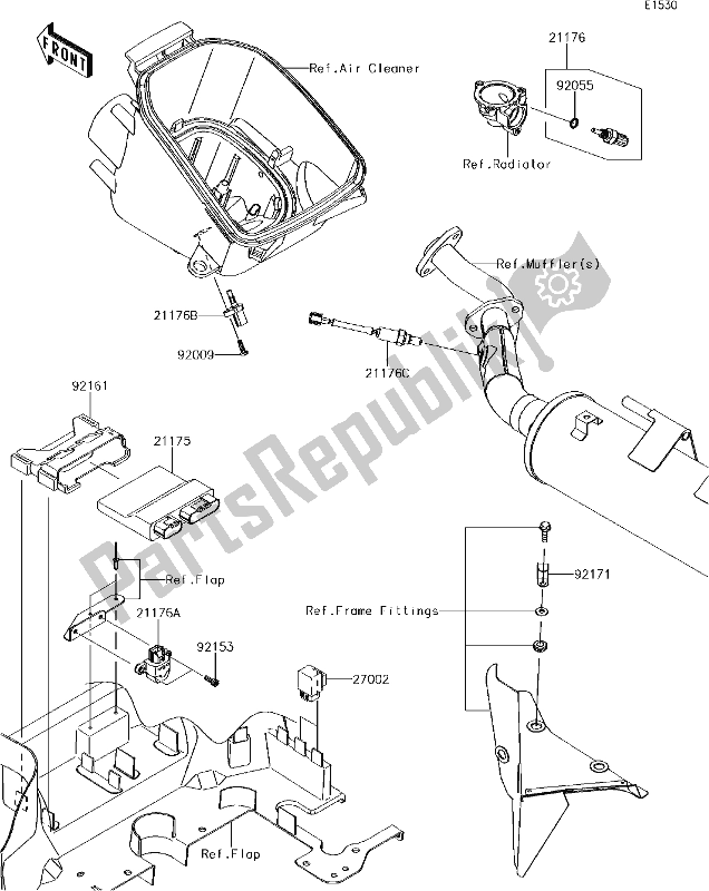 Tutte le parti per il 17 Fuel Injection del Kawasaki KVF 750 Brute Force 4X4I Camo 2018