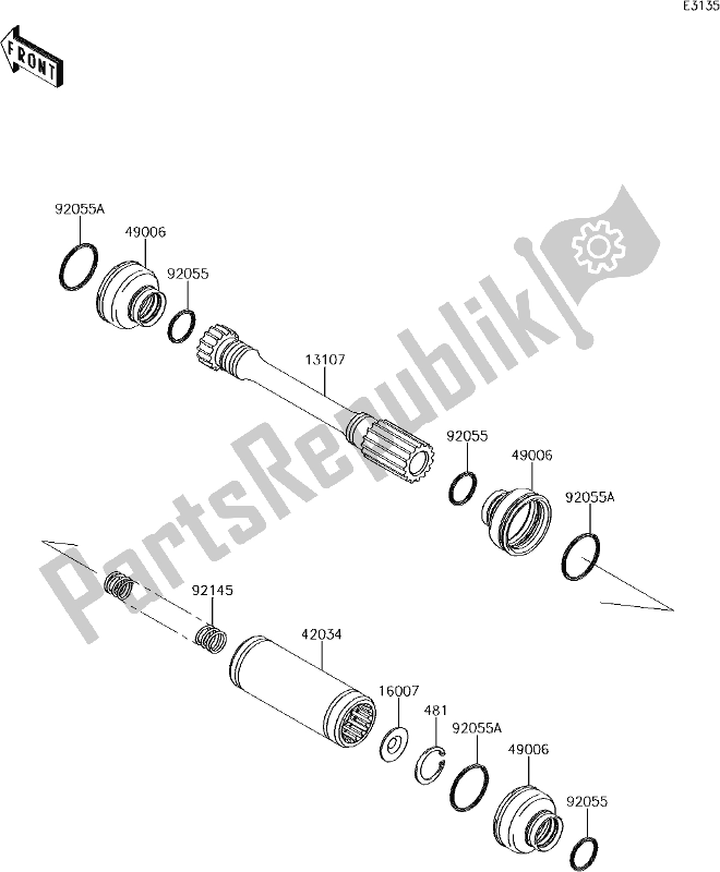 All parts for the 24 Drive Shaft-propeller of the Kawasaki KVF 750 Brute Force 4X4I Camo 2018