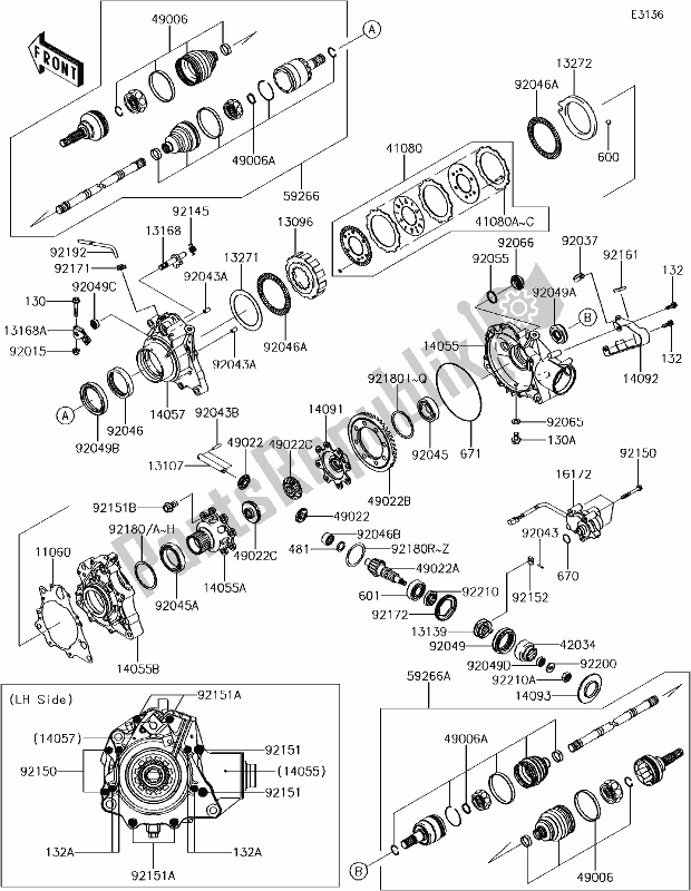 Toutes les pièces pour le 25-1drive Shaft-front du Kawasaki KVF 750 Brute Force 4X4I Camo 2018