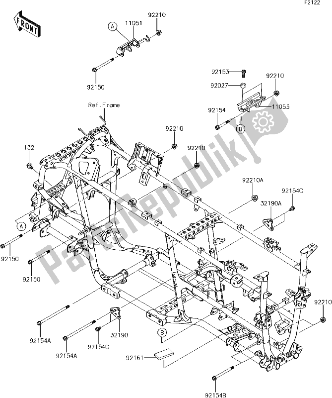 All parts for the 30 Engine Mount of the Kawasaki KVF 750 Brute Force 4X4I Camo 2018