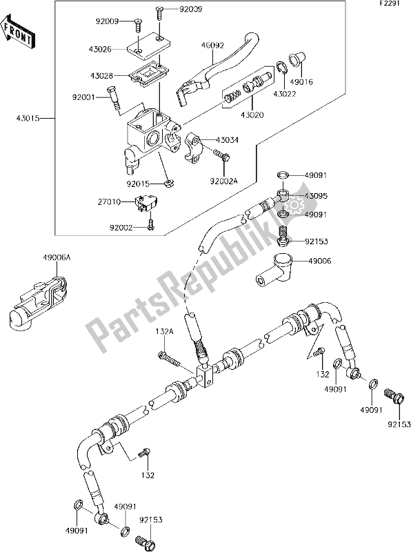 Toutes les pièces pour le 44 Front Master Cylinder du Kawasaki KVF 750 Brute Force 4X4I Camo 2018