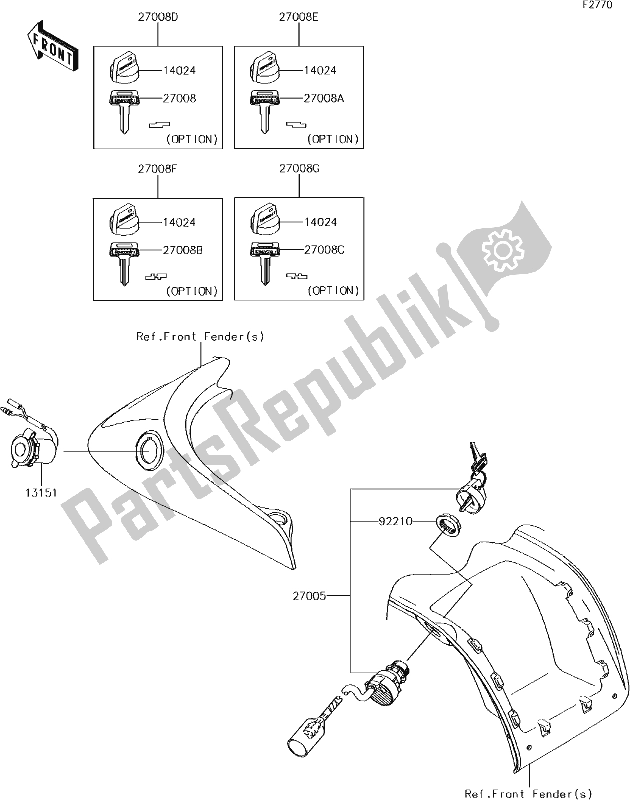 Tutte le parti per il 57 Ignition Switch del Kawasaki KVF 750 Brute Force 4X4I Camo 2018