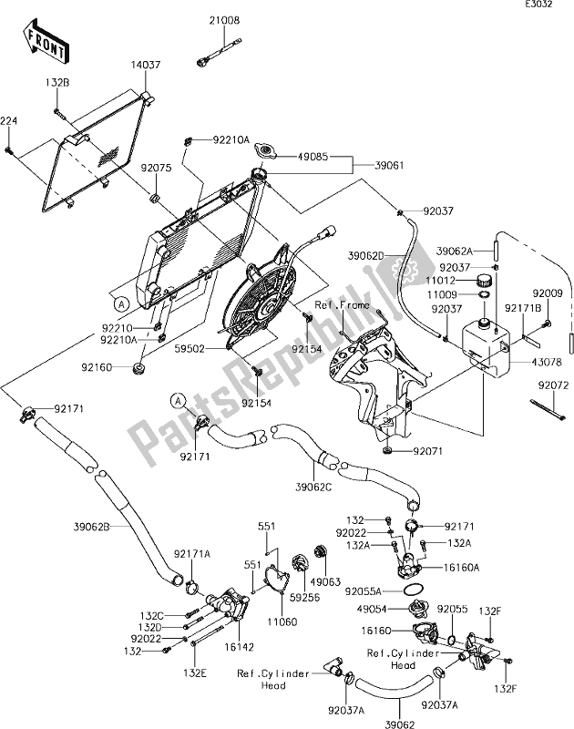 Tutte le parti per il 22 Radiator del Kawasaki KVF 750 Brute Force 4X4I EPS 2019