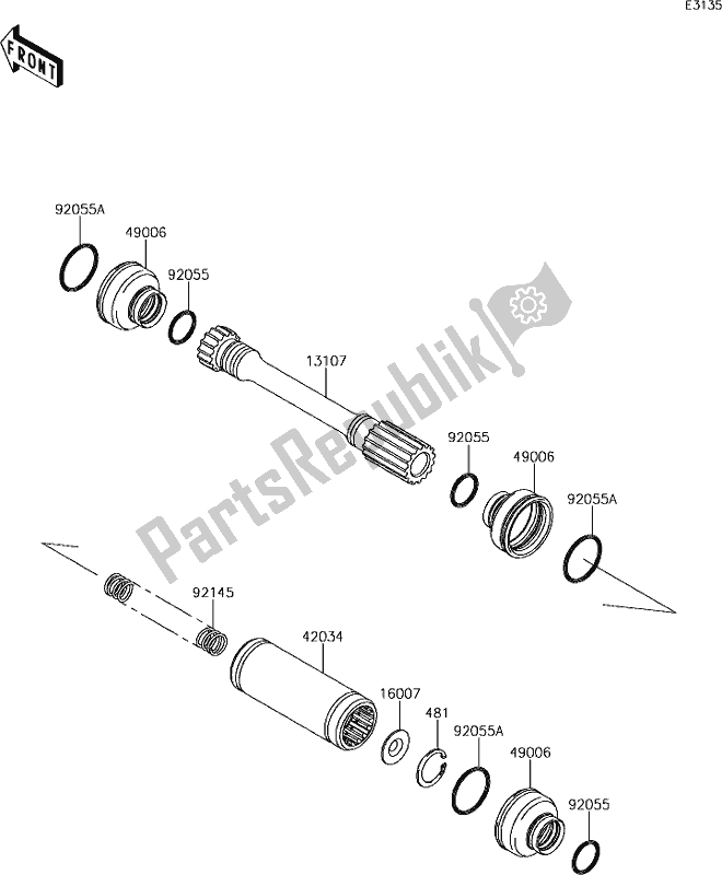 Todas las partes para 24 Drive Shaft-propeller de Kawasaki KVF 750 Brute Force 4X4I EPS 2019