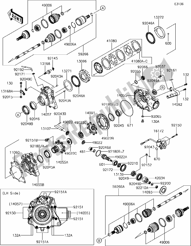 Todas las partes para 25-2drive Shaft-front de Kawasaki KVF 750 Brute Force 4X4I EPS 2019