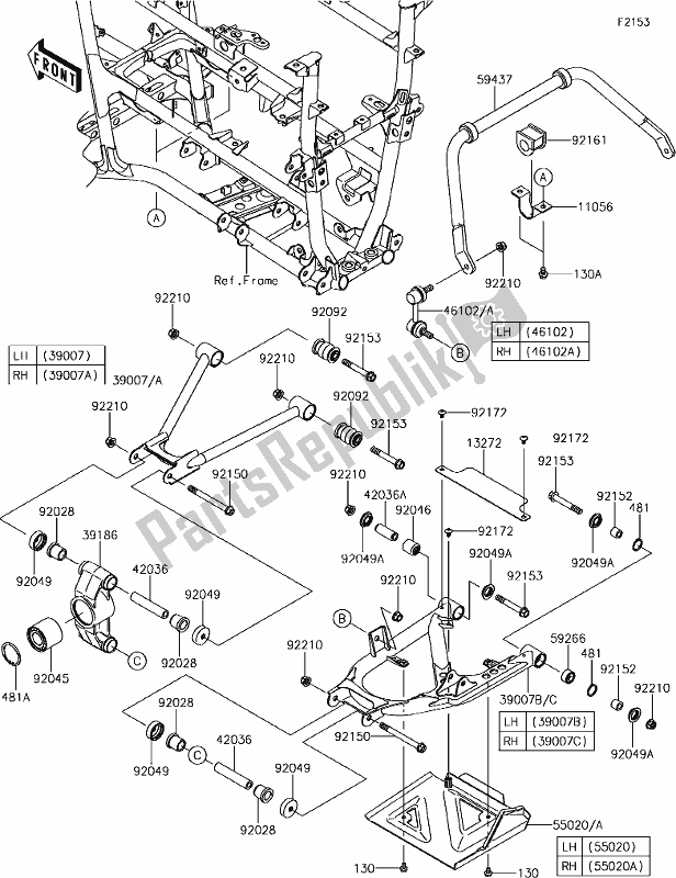 Wszystkie części do 33 Rear Suspension Kawasaki KVF 750 Brute Force 4X4I EPS 2019