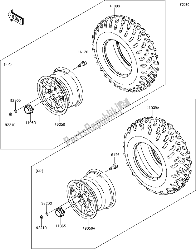 All parts for the 38 Tires of the Kawasaki KVF 750 Brute Force 4X4I EPS 2019