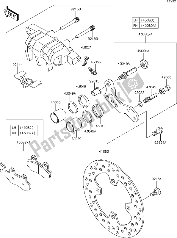 Todas as partes de 44 Front Brake do Kawasaki KVF 750 Brute Force 4X4I EPS 2019