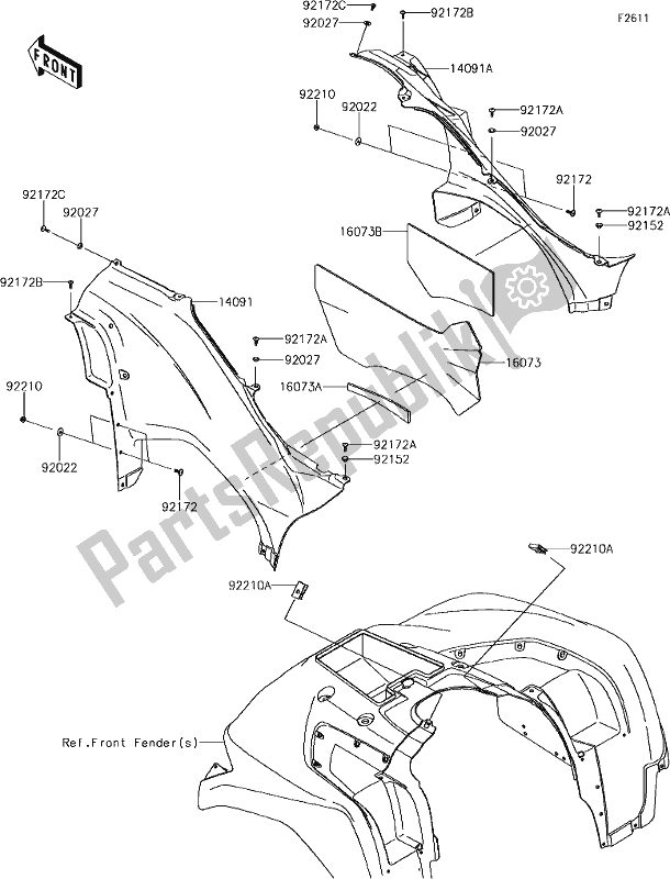 All parts for the 51 Side Covers of the Kawasaki KVF 750 Brute Force 4X4I EPS 2019