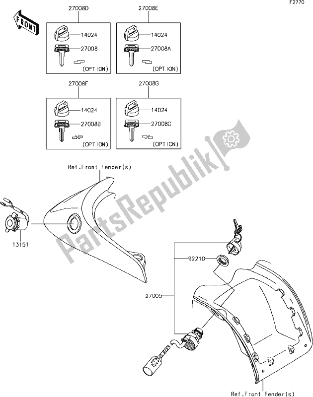 Alle onderdelen voor de 56 Ignition Switch van de Kawasaki KVF 750 Brute Force 4X4I EPS 2019