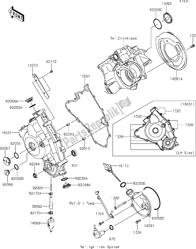 Todas las partes para 14 Engine Cover(s) de Kawasaki KVF 750 Brute Force 4X4I EPS 2020