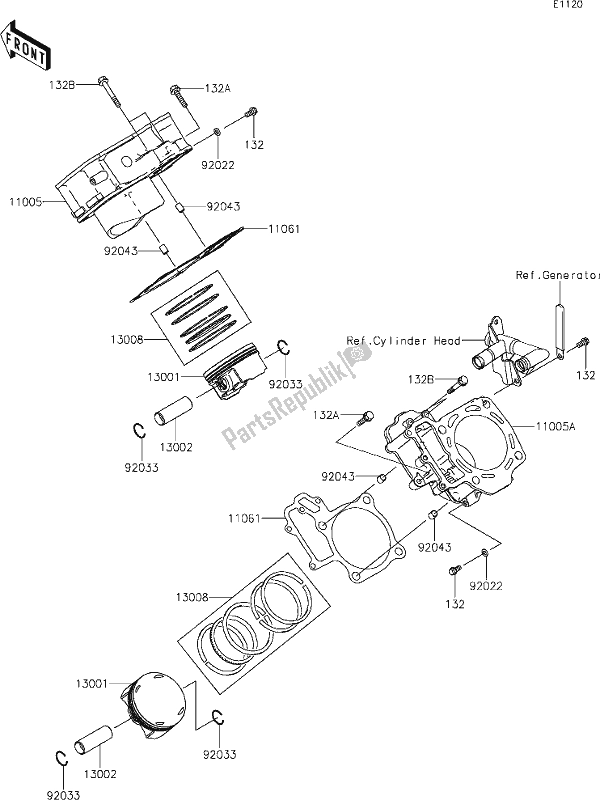 Todas las partes para 2 Cylinder/piston(s) de Kawasaki KVF 750 Brute Force 4X4I EPS 2020