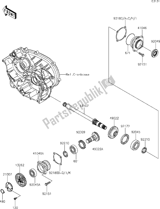 Todas las partes para 23 Front Bevel Gear de Kawasaki KVF 750 Brute Force 4X4I EPS 2020