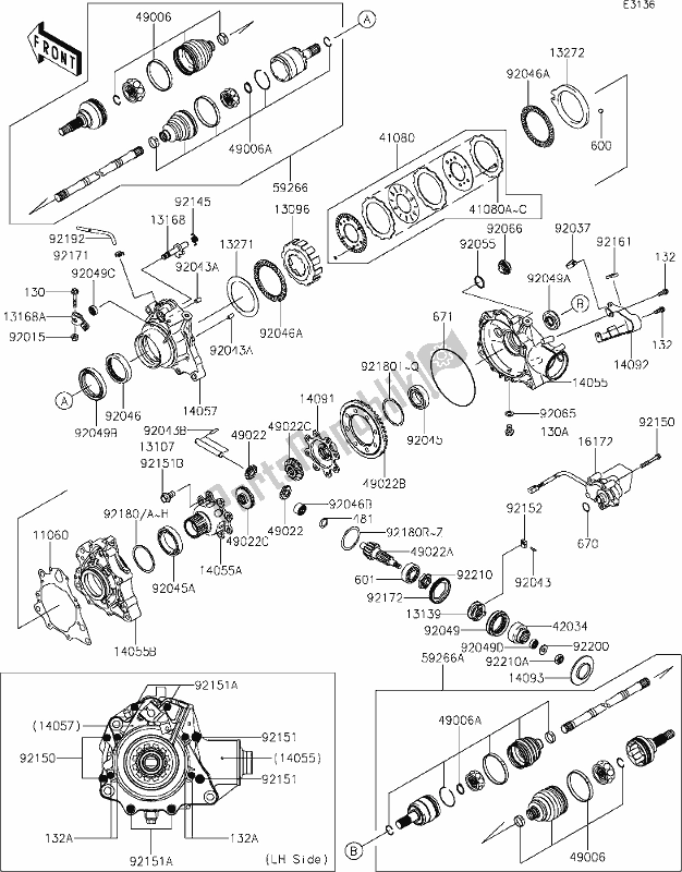 All parts for the 25-1drive Shaft-front of the Kawasaki KVF 750 Brute Force 4X4I EPS 2020