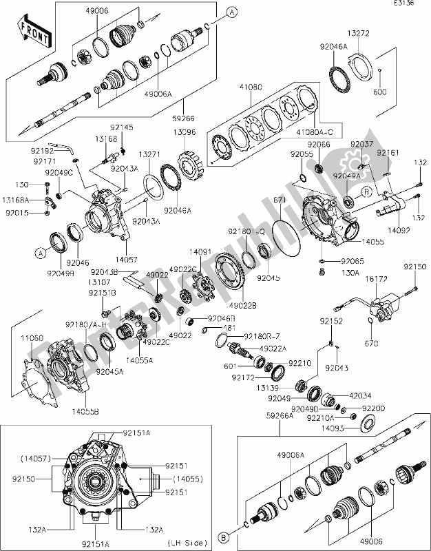 All parts for the 25-2drive Shaft-front of the Kawasaki KVF 750 Brute Force 4X4I EPS 2020