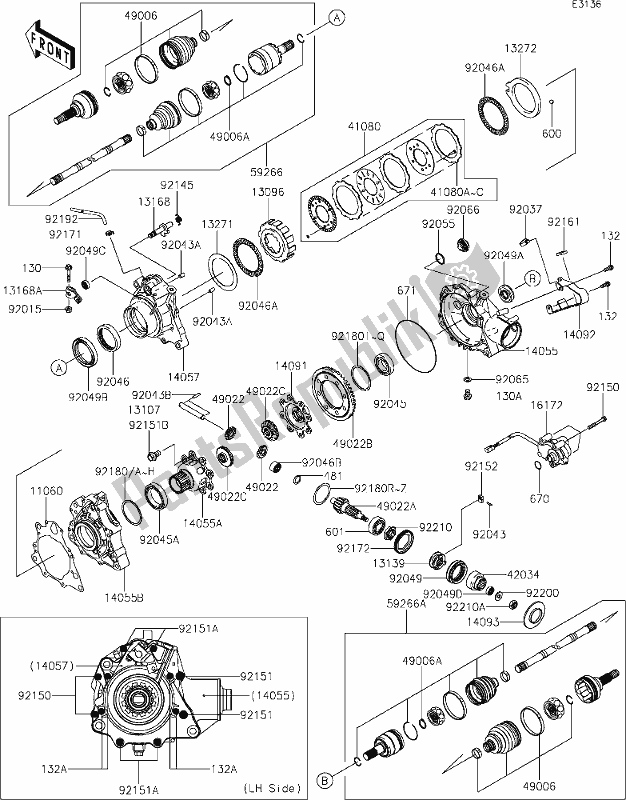 All parts for the 25 Drive Shaft-front of the Kawasaki KVF 750 Brute Force 4X4I EPS 2020