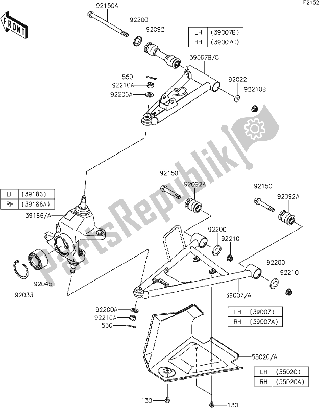 Todas las partes para 32 Front Suspension de Kawasaki KVF 750 Brute Force 4X4I EPS 2020