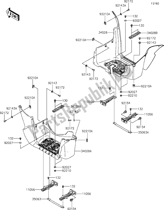 All parts for the 34 Footrests of the Kawasaki KVF 750 Brute Force 4X4I EPS 2020