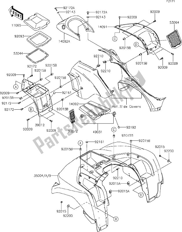 All parts for the 35 Front Fender(s) of the Kawasaki KVF 750 Brute Force 4X4I EPS 2020