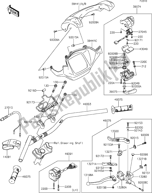 Tutte le parti per il 45 Handlebar del Kawasaki KVF 750 Brute Force 4X4I EPS 2020