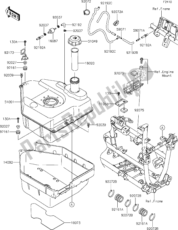 All parts for the 46 Fuel Tank of the Kawasaki KVF 750 Brute Force 4X4I EPS 2020