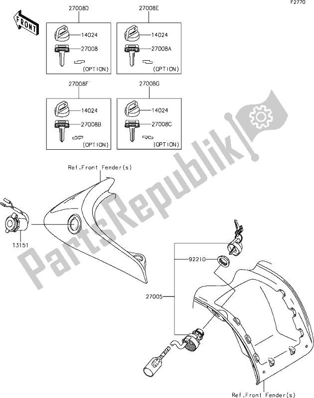 All parts for the 56 Ignition Switch of the Kawasaki KVF 750 Brute Force 4X4I EPS 2020