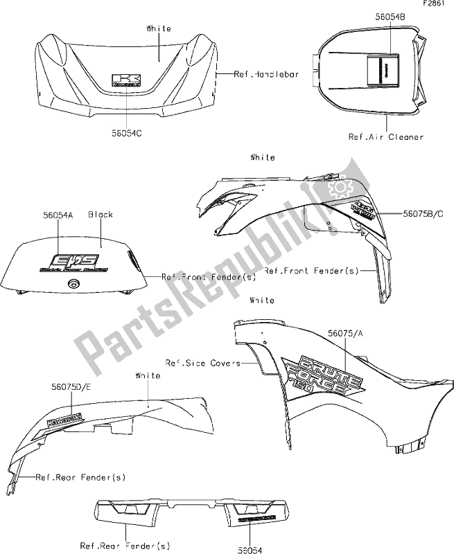 Todas las partes para 60 Decals(white)(gkf) de Kawasaki KVF 750 Brute Force 4X4I EPS 2020