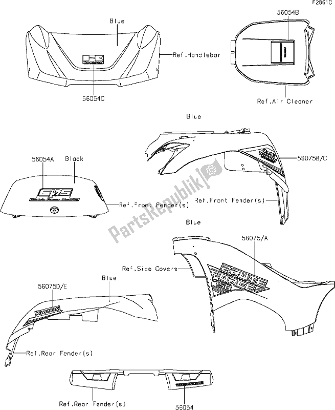 Todas las partes para 63 Decals(blue)(glf)(eu) de Kawasaki KVF 750 Brute Force 4X4I EPS 2020