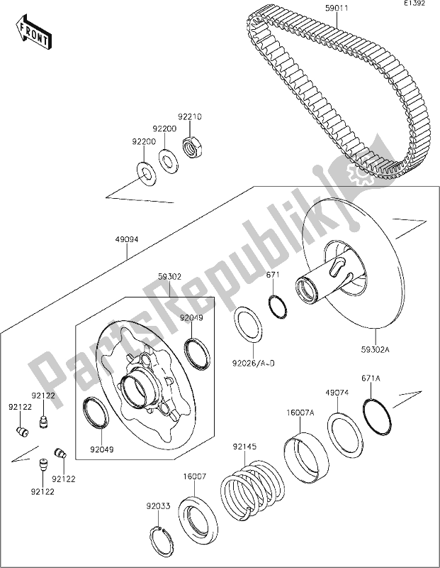 Todas as partes de 11 Driven Converter/drive Belt do Kawasaki KVF 750 Brute Force 4X4I EPS 2021