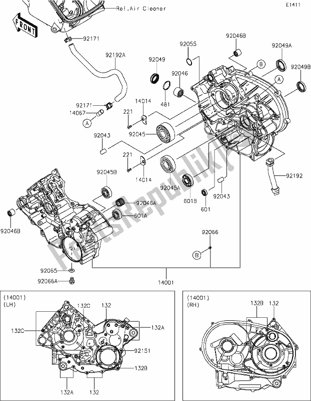 Tutte le parti per il 13 Crankcase del Kawasaki KVF 750 Brute Force 4X4I EPS 2021