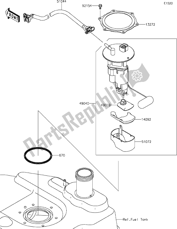 Tutte le parti per il 16 Fuel Pump del Kawasaki KVF 750 Brute Force 4X4I EPS 2021