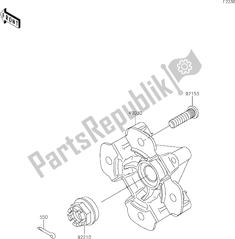 All parts for the 39 Front Hub of the Kawasaki KVF 750 Brute Force 4X4I EPS 2021