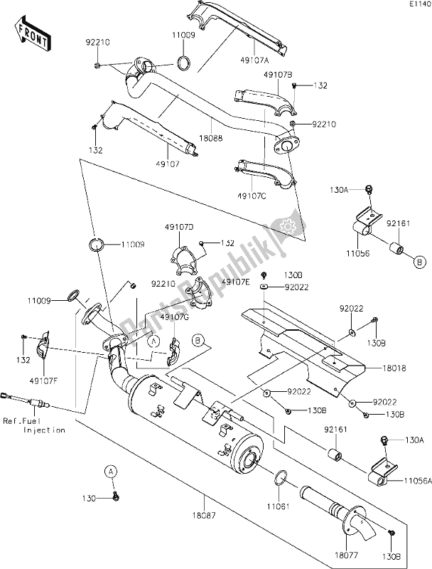 Todas as partes de 4 Muffler(s) do Kawasaki KVF 750 Brute Force 4X4I EPS 2021