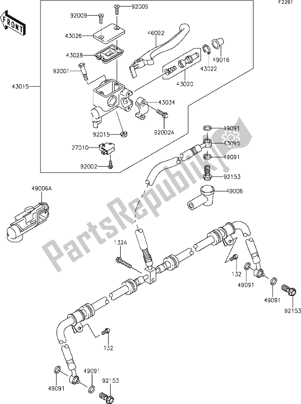 All parts for the 43 Front Master Cylinder of the Kawasaki KVF 750 Brute Force 4X4I EPS 2021