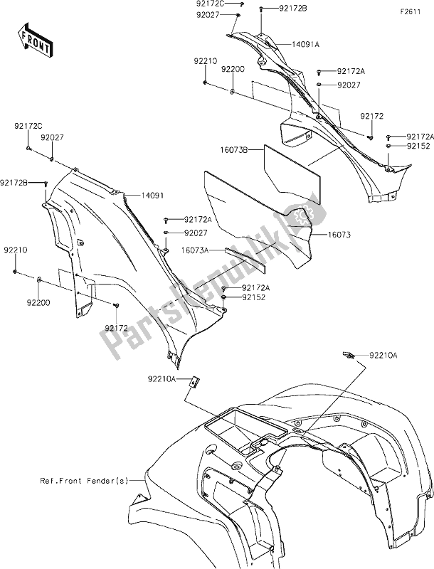 Toutes les pièces pour le 51 Side Covers du Kawasaki KVF 750 Brute Force 4X4I EPS 2021