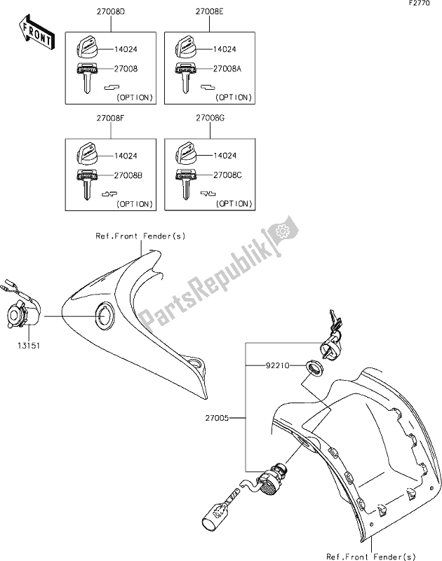 Tutte le parti per il 56 Ignition Switch del Kawasaki KVF 750 Brute Force 4X4I EPS 2021