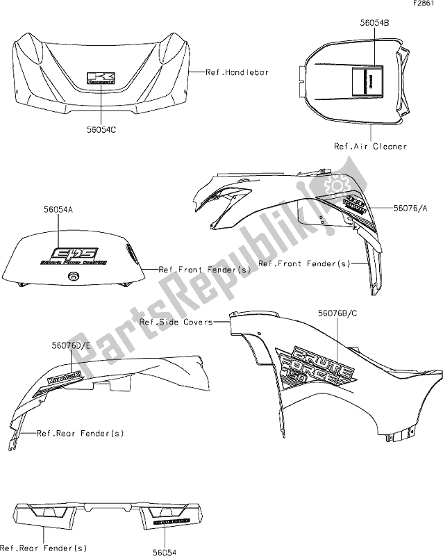 Todas as partes de 60 Decals do Kawasaki KVF 750 Brute Force 4X4I EPS 2021